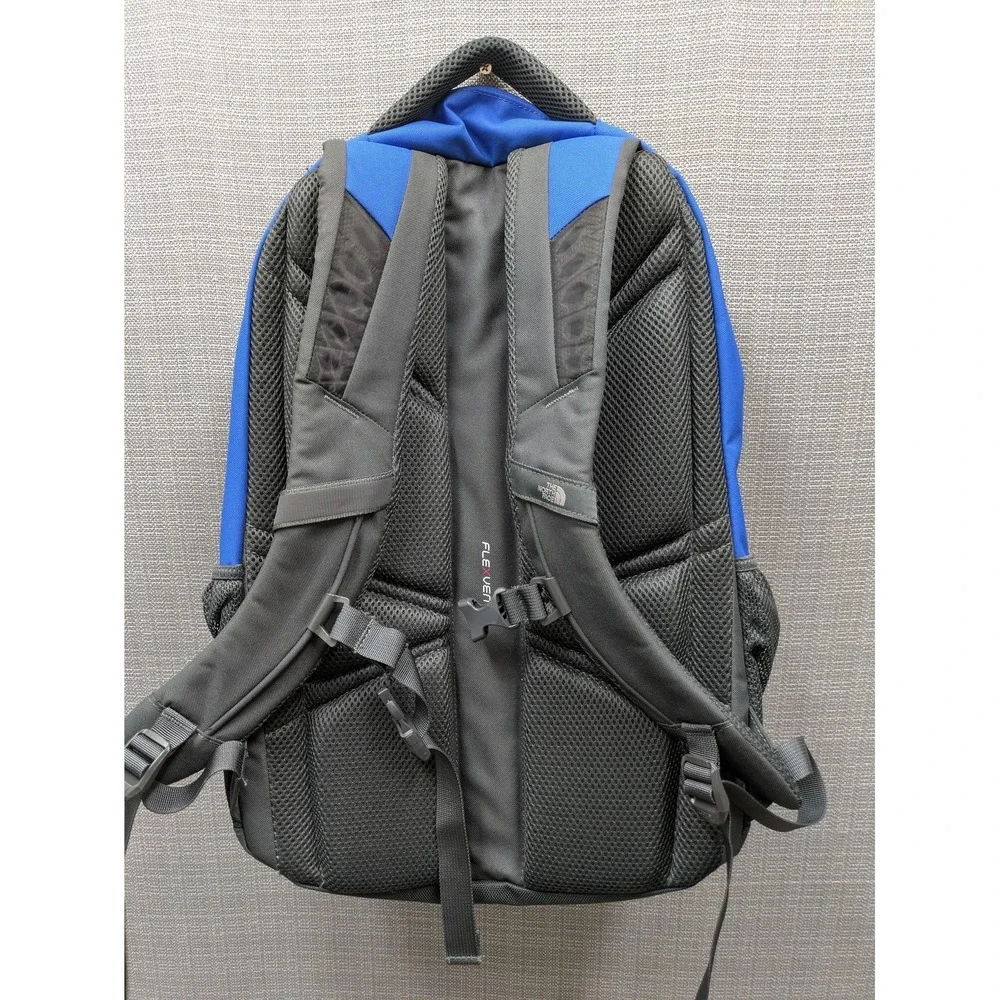 The North Face Gray Blue Backpack Soft Case Adjustable Straps Men School Daypack